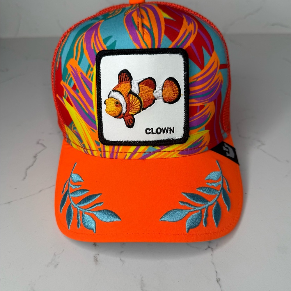 Goorin Bros Orange Teal Multicolor Clownfish Patch Trucker Cap